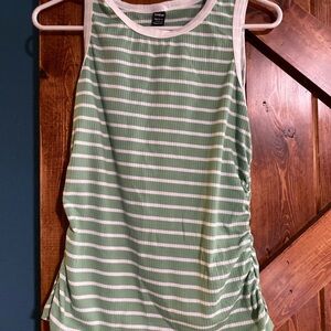 SHEIN Green and White Striped Tank Top